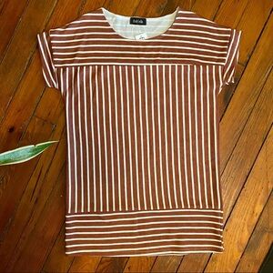 Fab’rik Striped Shift Dress/ Tunic Rust & White Size Medium